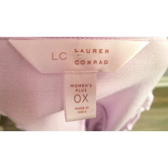 Lauren Conrad -Lilac-Sequin Yoke Long Sleeve Women's 0X Blouse 100% Rayon - Picture 5 of 7